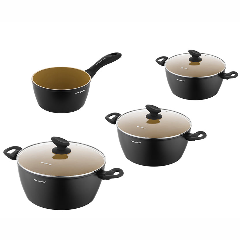 Zestaw 4 sztuk garnków amvegan 16 cm 20 cm 24 cm 26 cm 1,1 l 2,1 l 3,6 l 4,8 l