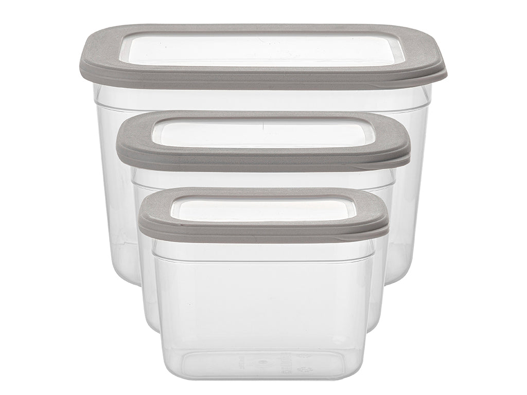 POJEMNIKI DO ŻYWNOŚCI PLASTIKOWE PROSTOKĄTNE FOODIE KPL. 3SZT. 800ML 1,3L 2,3L
