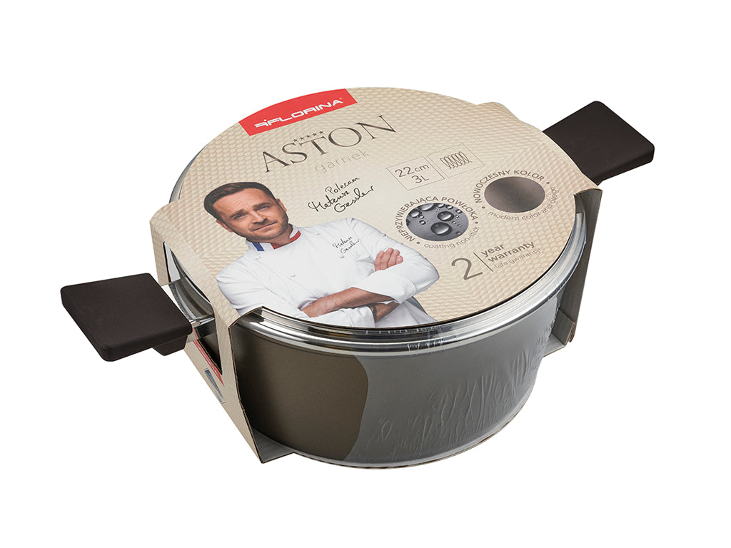 GARNEK ALUMINIOWY ASTON 22CM 3L Z/P MG