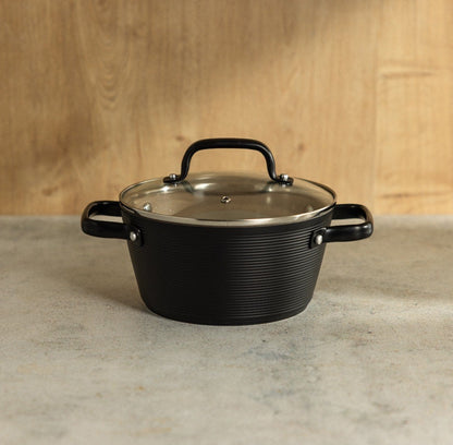 Zestaw 2 sztuk patelni + garnek aluminiowy Florina Carina Black 28 cm 24 cm 20 cm