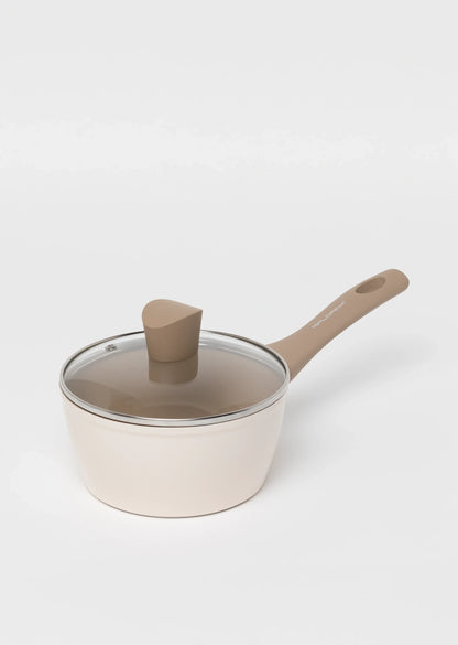 Zestaw 3 elementowy komplet garnków Florina Mokka beżowy| aluminum | powłoka ceramiczna AntiScratch | wszystkie typy kuchenek