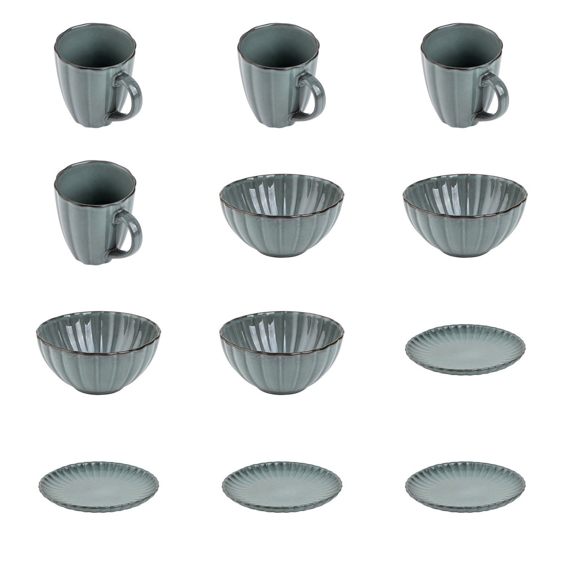 Zestaw 12 elementowy komplet porcelany Atlantica morska