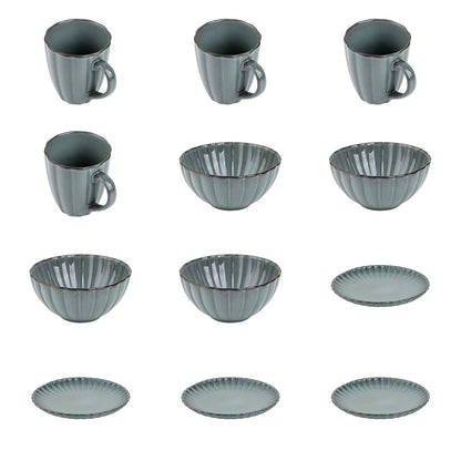 Zestaw 12 elementowy komplet porcelany Atlantica morska