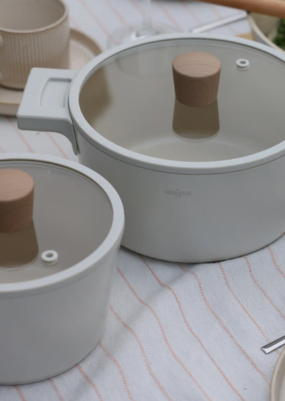 Zestaw 3 elementowy komplet garnków Florina Nube beżowy| aluminum | powłoka ceramiczna| wszystkie typy kuchenek |