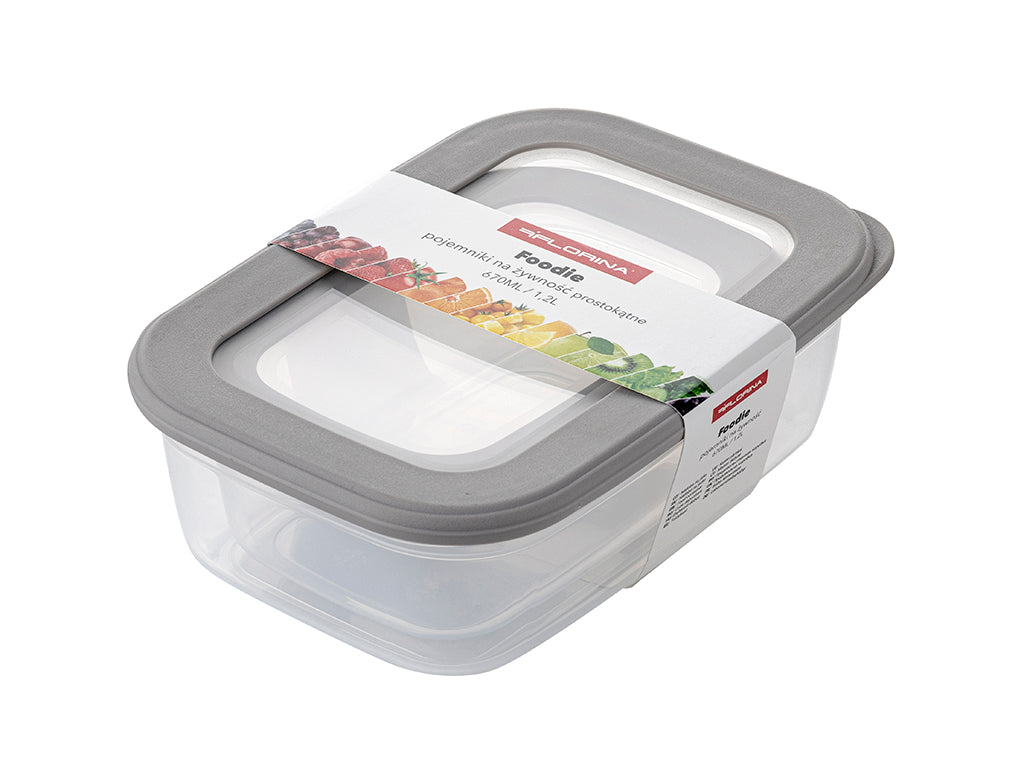 POJEMNIKI DO ŻYWNOŚCI PLASTIKOWE PROSTOKĄTNE FOODIE KPL. 2SZT. 670ML 1,2L