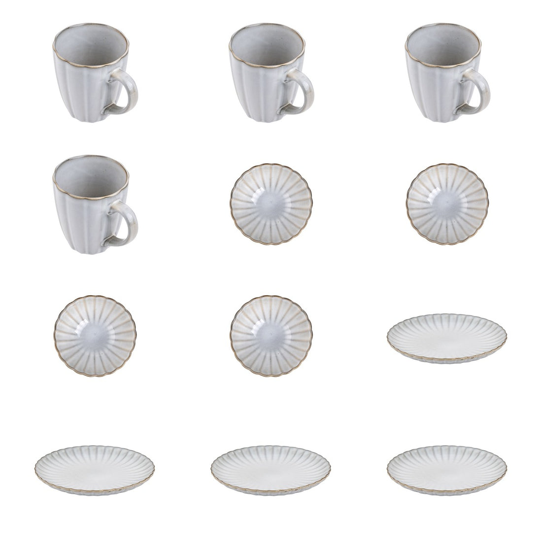 Zestaw 12 elementowy komplet porcelany Atlantica szara