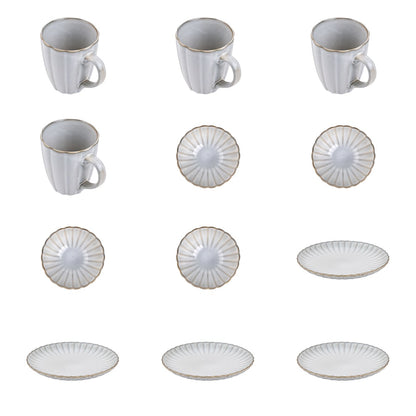 Zestaw 12 elementowy komplet porcelany Atlantica szara