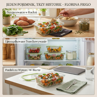 Zestaw 3 elementowy komplet pojemników szklanych Florina Frigo prostokątncyh