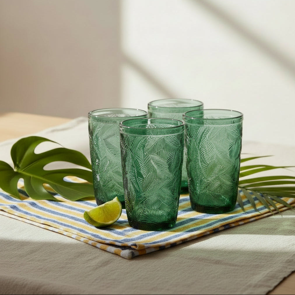Zestaw 4 szklanek Long Drink Florina Tropic 380 ml zielona