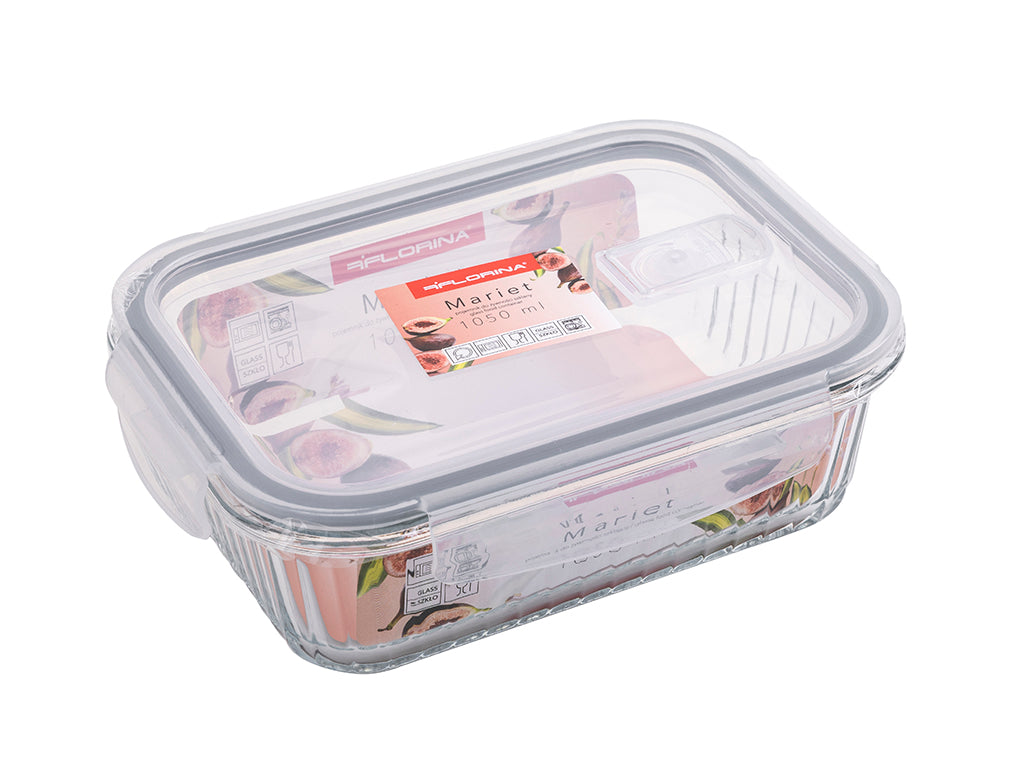 POJEMNIK DO ŻYWNOŚCI MARIET SZKLANY PROSTOKĄTNY 1050ML