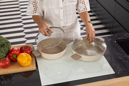 Zestaw 3 elementowy komplet patelni Florina Mokka beżowy| aluminum | powłoka ceramiczna AntiScratch | wszystkie typy kuchenek