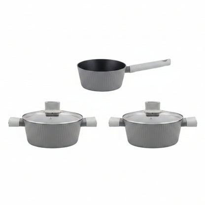 Zestaw 3 elementowy komplet garnków Florina Serrano szary| aluminum | powłoka Non-Stick | wszystkie typy kuchenek