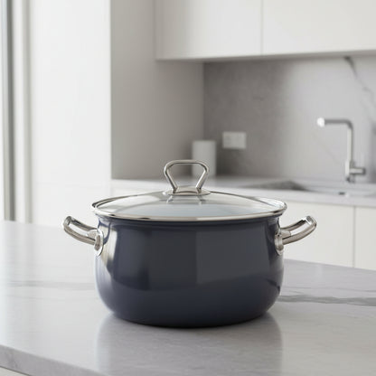 GARNEK EMALIOWANY BLISS 20CM 3,8L Z/P CIEMNY SZARY