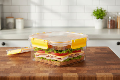 POJEMNIK DO ŻYWNOŚCI PLASTIKOWY KWADRATOWY CLIP GUARD 1,8L ŻÓŁTY