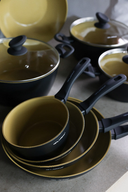 Zestaw 4 patelni 20 cm; 24 cm; 28 cm + wok 28 cm AmVegan | aluminum | powłoka nieprzywierająca | wszystkie typy kuchenek