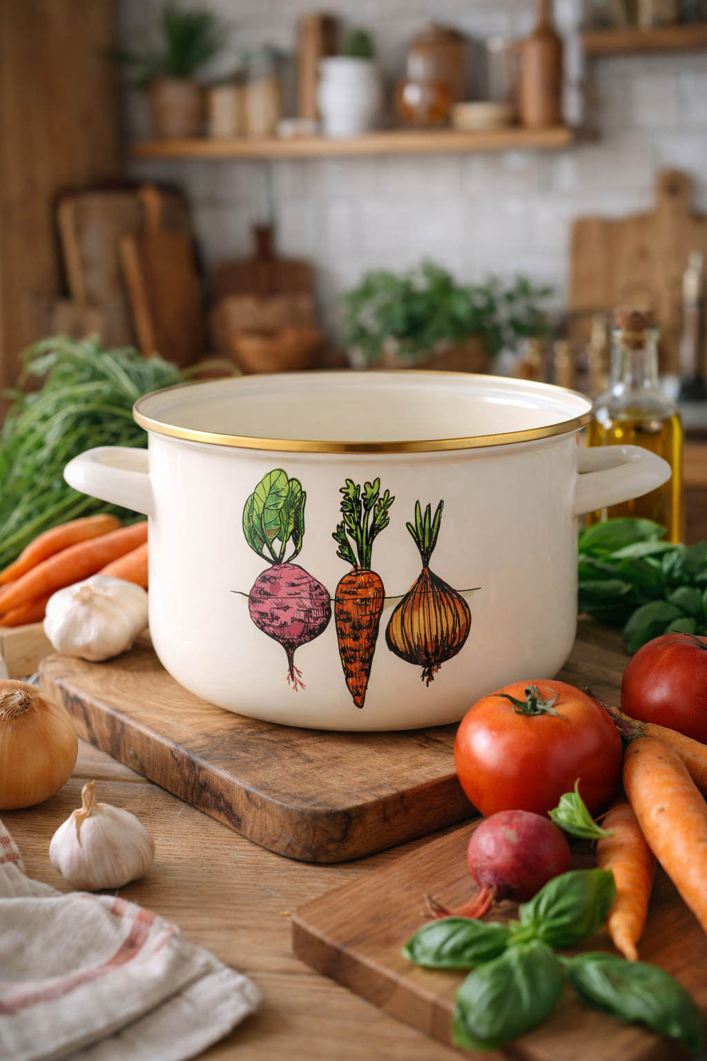 Garnek emaliowany warzywka 18 cm 3 l