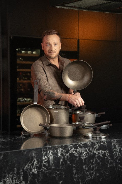 Zestaw 3 elementowy komplet patleni Florina Aston szampański | aluminum | powłoka non-stick| wszystkie typy kuchenek