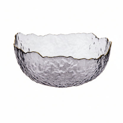 SALATERKA SZKLANA ZE ZŁOTYM RANTEM ELLARI 24CM SZARA