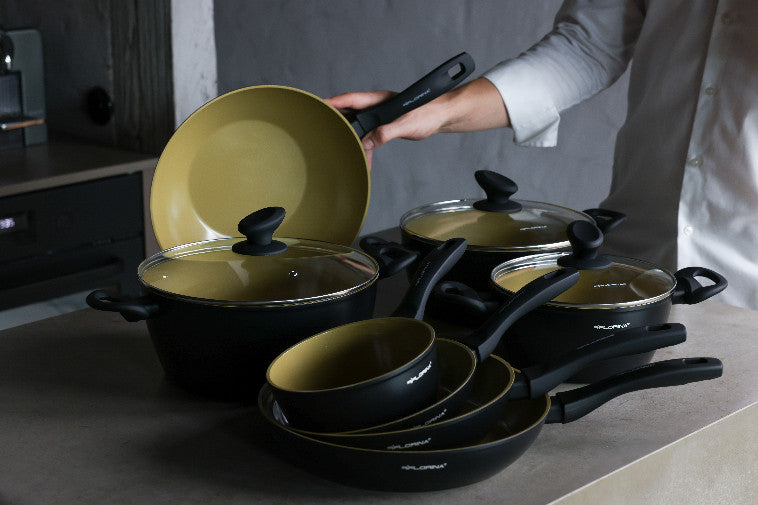 Zestaw 3 patelni AmVegan 20 cm; 24 cm; 28 cm | aluminum | powłoka nieprzywierająca | wszystkie typy kuchenek