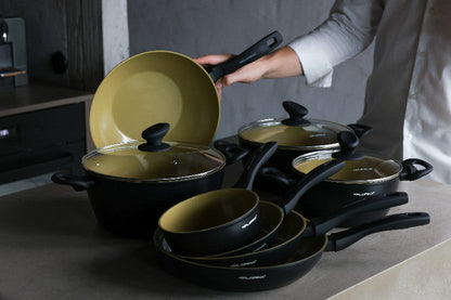 Zestaw 3 patelni AmVegan 20 cm; 24 cm; 28 cm | aluminum | powłoka nieprzywierająca | wszystkie typy kuchenek