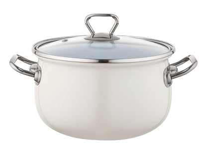 GARNEK EMALIOWANY BLISS 22CM 4,8L Z/P KREMOWY