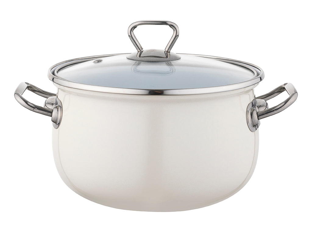 GARNEK EMALIOWANY BLISS 16CM 2,1L Z/P KREMOWY