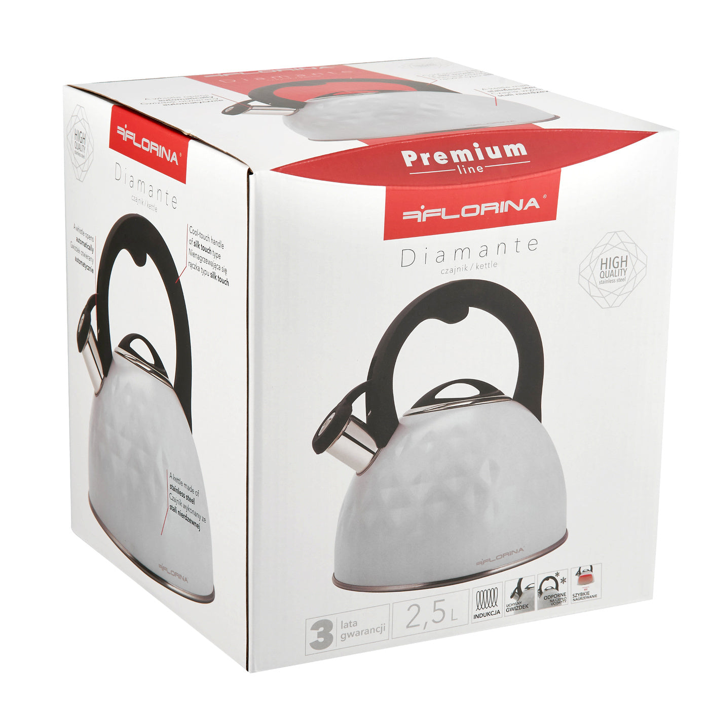 Czajnik nierdzewny Florina Diamante 2,5 l indukcja