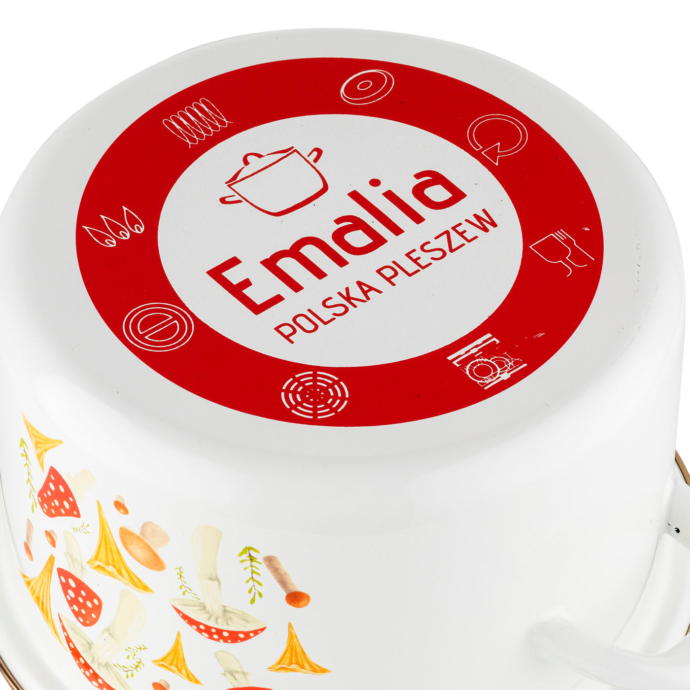 Garnek emaliowany Emalia Polska Pleszew Grzybki 22 cm 4,8 l
