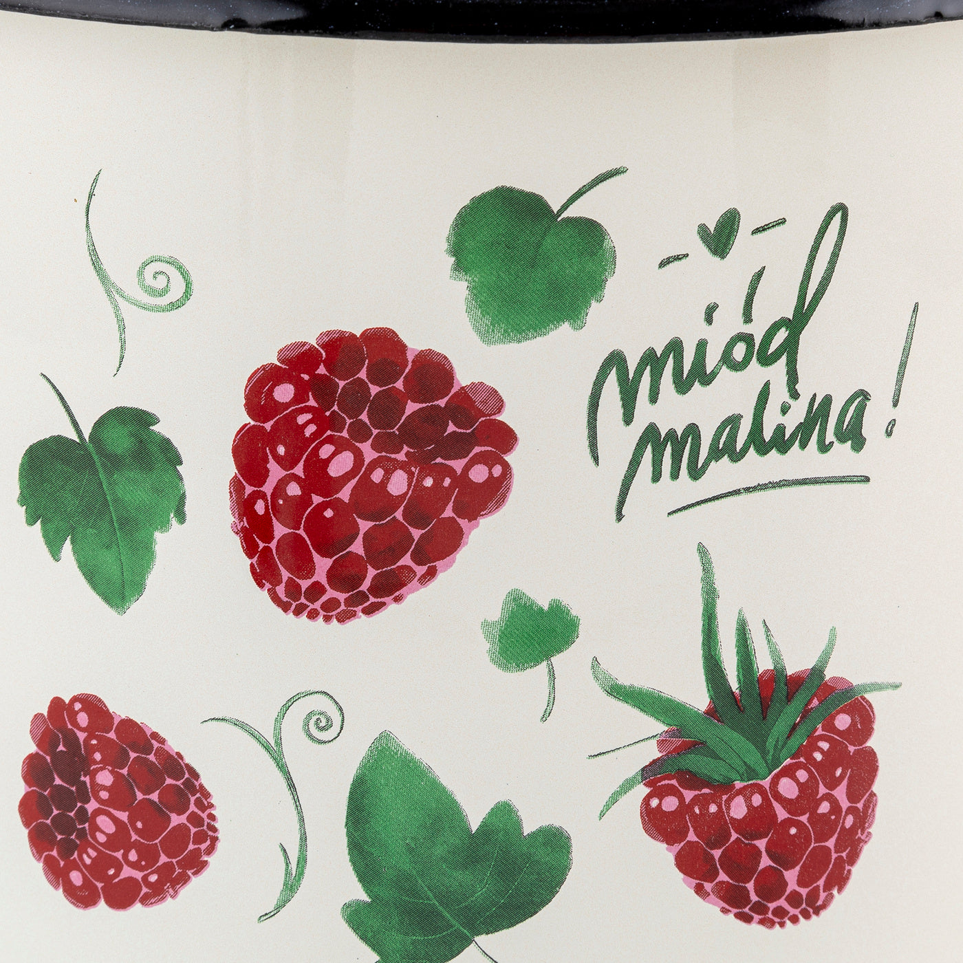 Garnek emaliowany Emalia Polska Pleszew Malina 22 cm 6 l kremowy