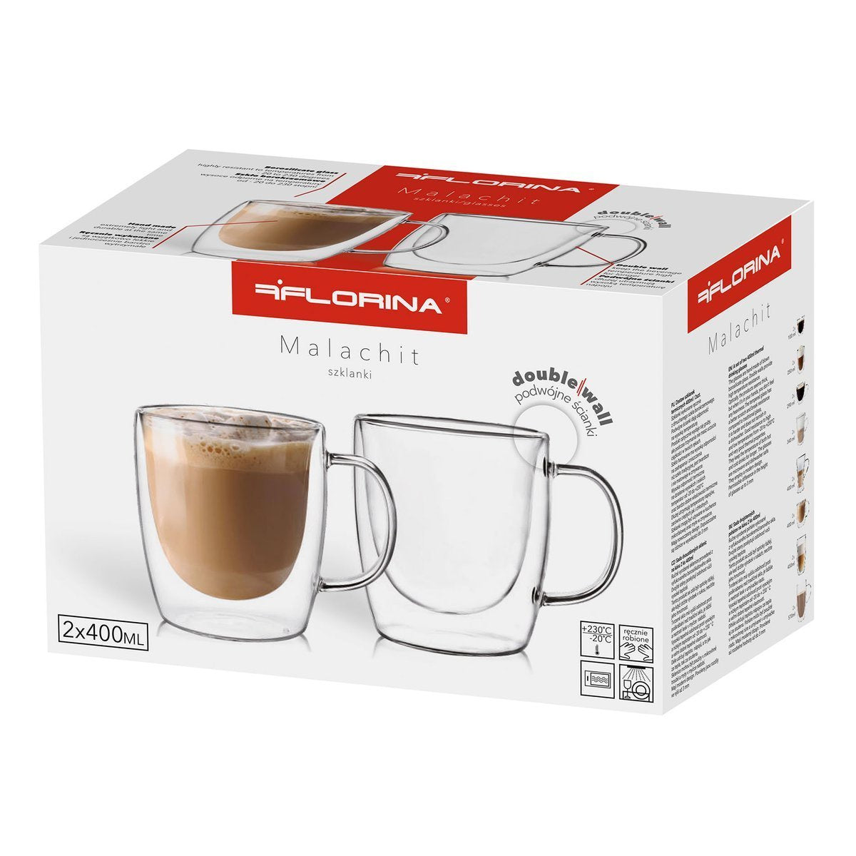 SzKLANKI TERMICZNE Z UCHEM MALACHIT 2 SZTUKI 400ML