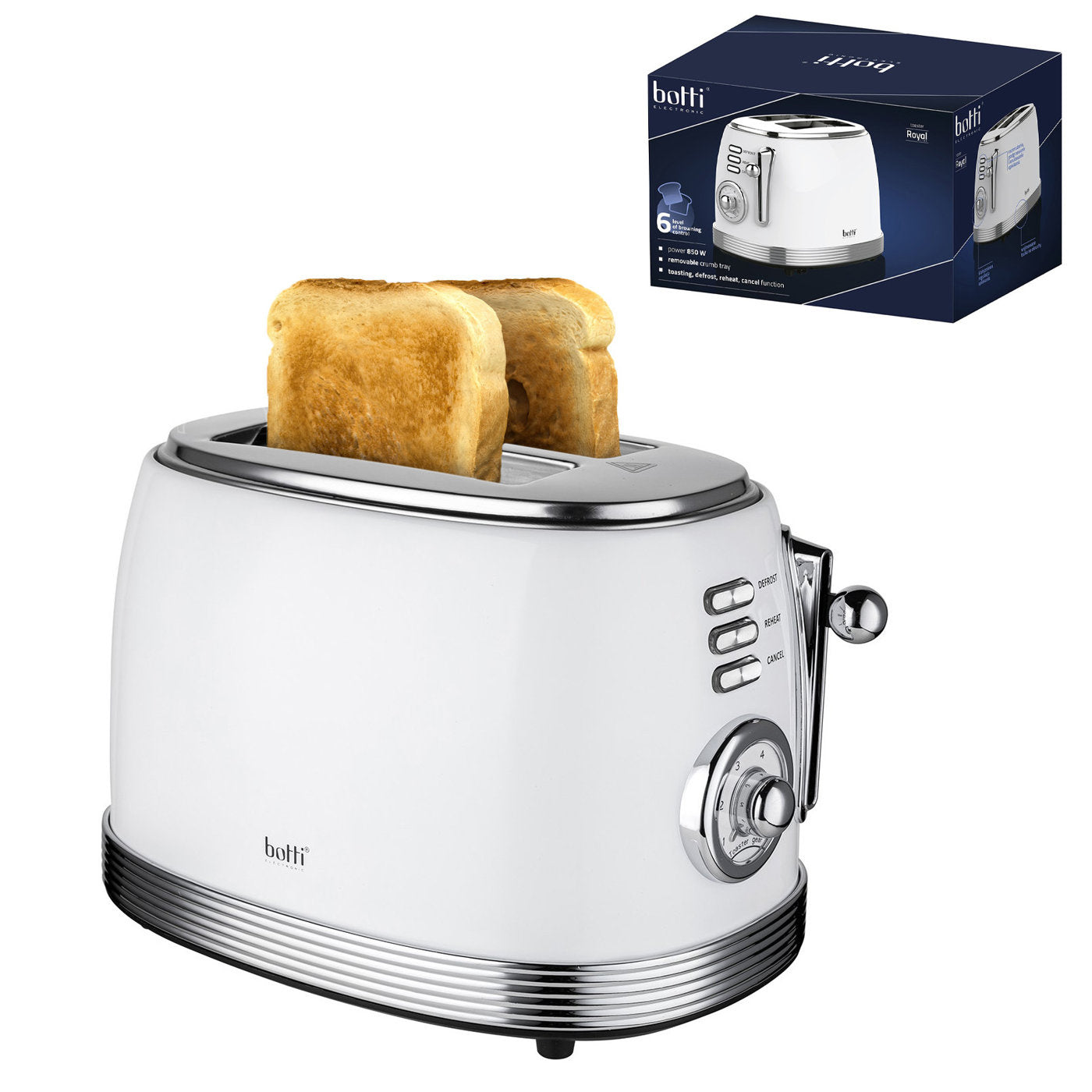 Toster opiekacz do grzanek 2-komorowy Botti Electronic Royal Line 850 W