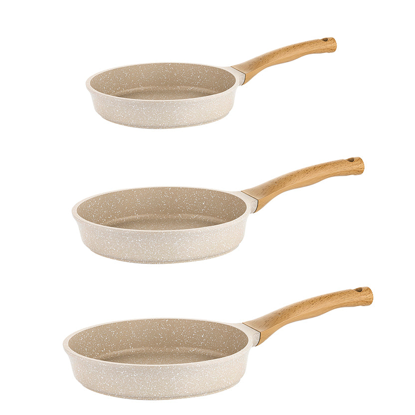 Zestaw 3 elementowy komplet patelni Florina Oslo kremowy | aluminum | powłoka ceramiczna| wszystkie typy kuchenek
